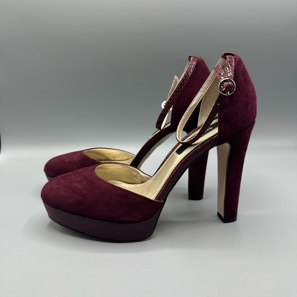 White House Black Market Shoes - White House Black Market Women's Marianna Port Suede Ankle Strappy Pump. Sz 8M